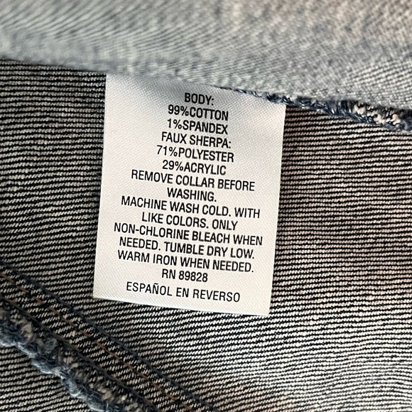 Maison Jules Blue Denim Jacket with Removable Cream Sherpa Collar Size Small - Picture 6 of 11